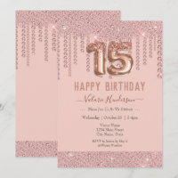 Joyeux 15e anniversaire des gouttes de diamant ros