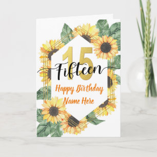 Carte Joyeux 15e anniversaire Sunflower Salutation