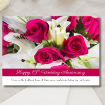 Joyeux 15ème anniversaire de Mariage avec des rose