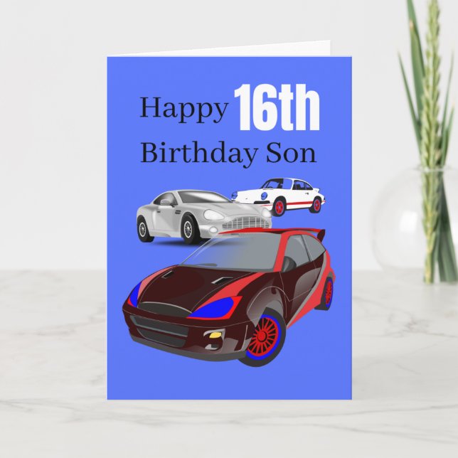 Carte Joyeux 16e anniversaire de fils (Devant)