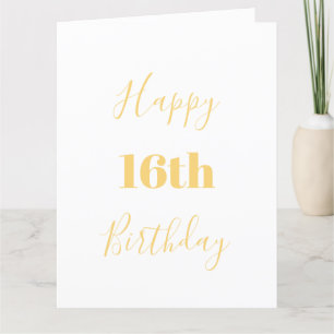 Carte Joyeux 16e anniversaire Gold Jaune Blanc âge perso