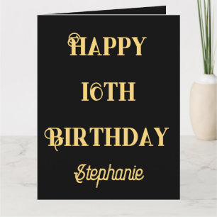 Carte Joyeux 16e anniversaire Or Seize ans personnalisé 