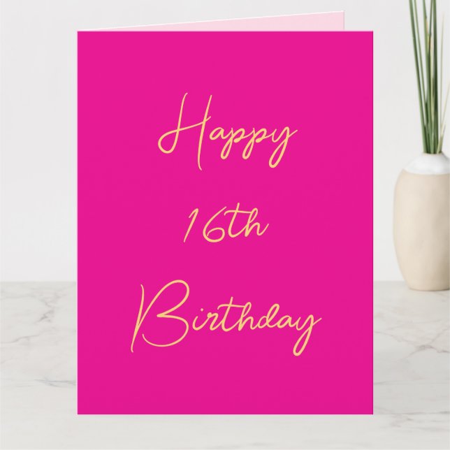 Carte Joyeux 16e anniversaire Seize or rose chaud mou (Devant)