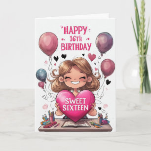 Carte Joyeux 16ème anniversaire