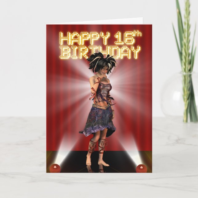 Carte Joyeux 16h Anniversaire, vraiment une star deva su (Devant)