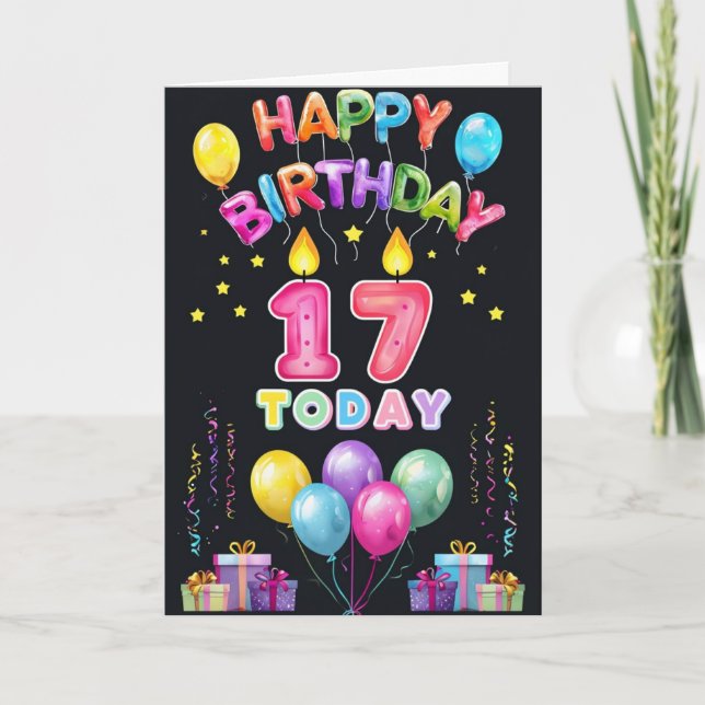 Carte Joyeux 17ème anniversaire (Devant)
