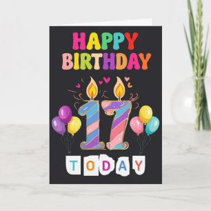 Carte Joyeux 17ème anniversaire