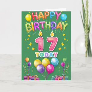 Carte Joyeux 17ème anniversaire