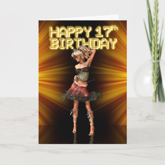 Carte Joyeux 17ème anniversaire Teenager star sur le dév (Devant)