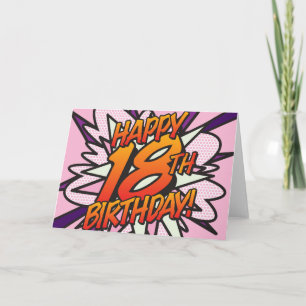 Carte Joyeux 18e ANNIVERSAIRE Bande dessinée Pop Art ros