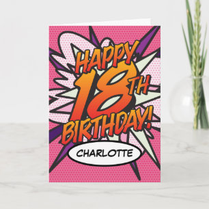 Carte Joyeux 18e anniversaire Bande dessinée Pop Art Ros