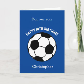 Carte Joyeux 18e Anniversaire Fils Footballeur Bleu