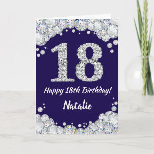Carte Joyeux 18e anniversaire Marine Parties scintillant