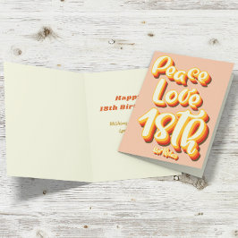Carte Joyeux 18e Anniversaire Paix Amour Pêche Rétro Gro