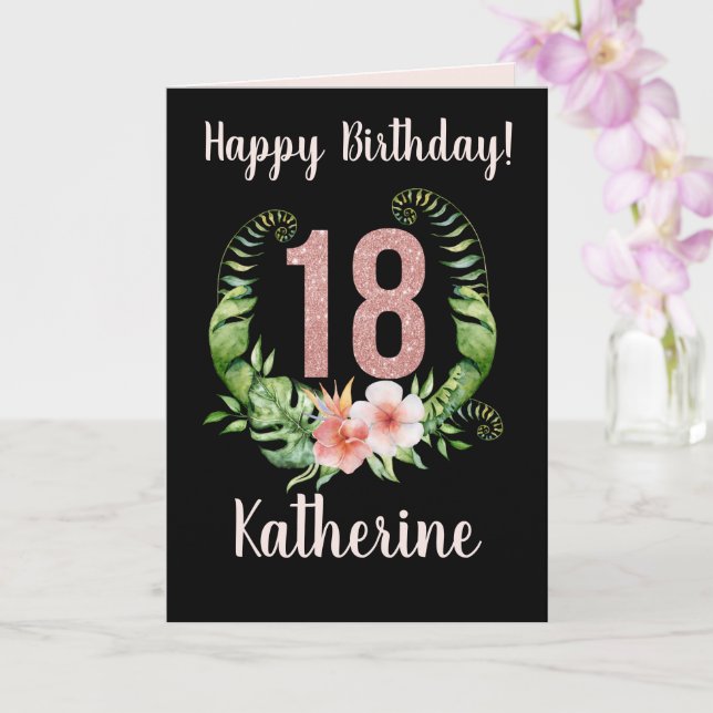 Carte Joyeux 18e anniversaire Parties scintillant rose N (Orchidée)