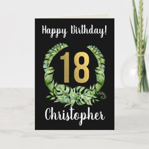Carte Joyeux 18e anniversaire Son moderne Gold Wreath No