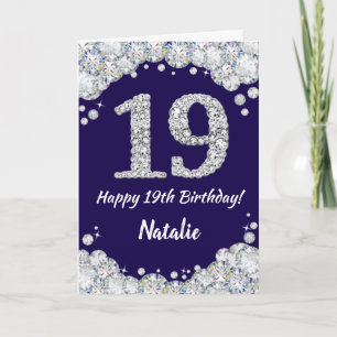 Carte Joyeux 19e anniversaire Marine Parties scintillant