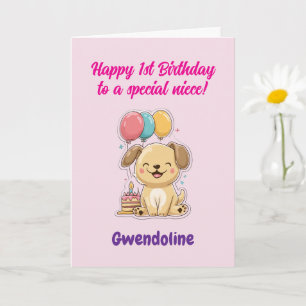 Carte Joyeux 1er anniversaire à une nièce spéciale, Happ