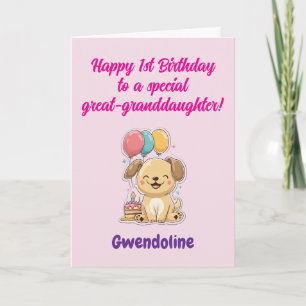 Carte Joyeux 1er Anniversaire Arrière-petite-fille, Chio