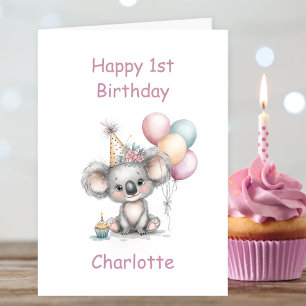 Carte Joyeux 1er anniversaire au koala mignon