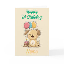 Joyeux 1er Anniversaire, Chiot, Message Personnali