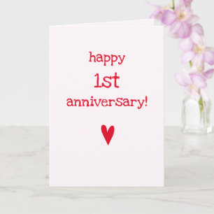 Carte Joyeux 1er anniversaire - Coeur rouge mignon