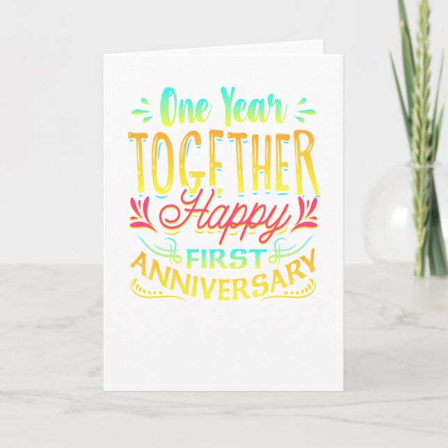 Carte Joyeux 1er anniversaire de mariage ! Un an ensembl (Devant)