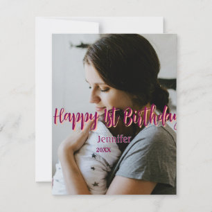 Carte Joyeux 1er anniversaire enfant bébé mère rouge ora