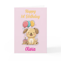 Joyeux 1er Anniversaire, Fille, Joyeux Chiot, Pers