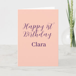 Carte Joyeux 1er anniversaire orange violet boho rétro n