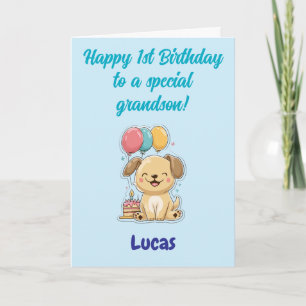 Carte Joyeux 1er Anniversaire Petit-Fils, Joyeux Chien, 