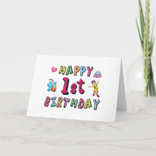 Carte Joyeux 1er anniversaire pour les enfants d'un an