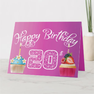Carte Joyeux 20 e anniversaire Elegant Design amusant