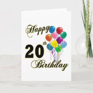 Carte Joyeux 20e anniversaire cadeaux et vêtements d'ann