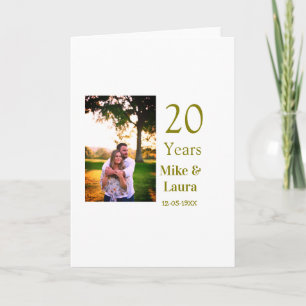 Carte Joyeux 20e anniversaire nom du couple date or