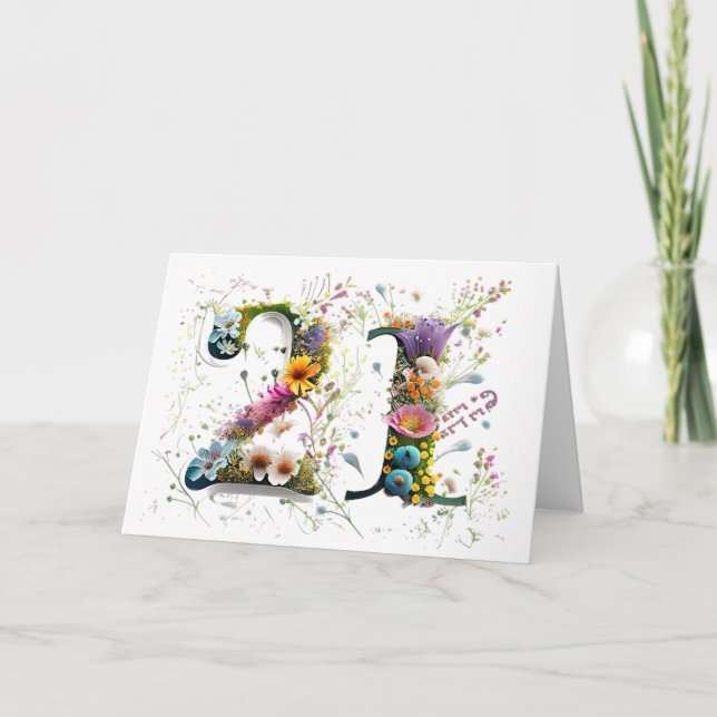 Carte Joyeux 21e anniversaire Fleurs sauvages Joyeux ann (Devant)