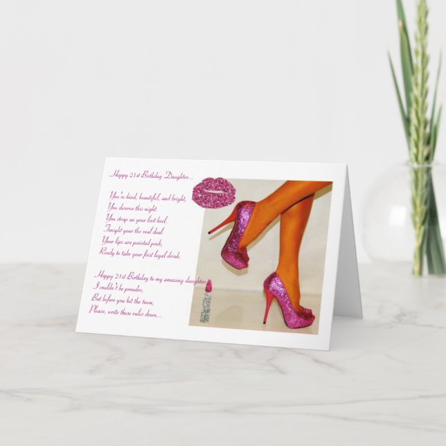 Carte Joyeux 21ème anniversaire à une fille (Devant)