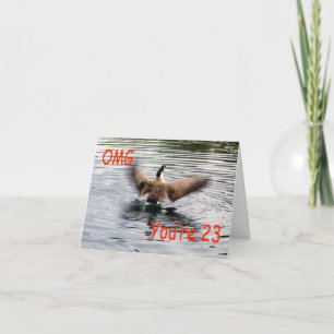 Carte Joyeux 23e anniversaire Oie battant