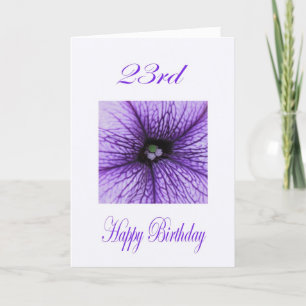 Carte Joyeux 23e anniversaire pourpre fleuron