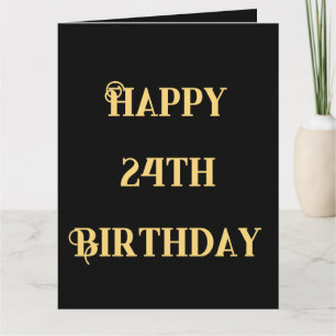 Carte Joyeux 24e anniversaire Or Jaune Vingt-Quatre Âge
