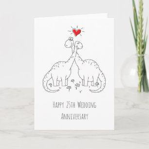 Carte Joyeux 25e anniversaire de Mariage couple Dinosaur
