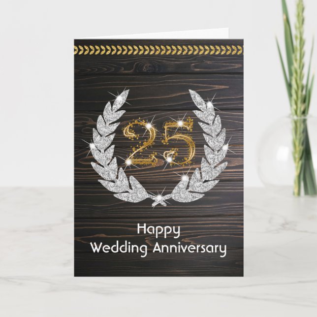 Carte Joyeux 25e anniversaire de Mariage en argent (Devant)