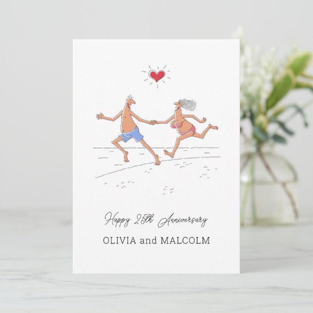 Carte Joyeux 25e anniversaire Mariage d'argent Couple He (Debout devant)