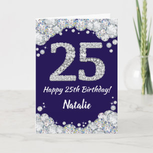 Carte Joyeux 25e anniversaire Marine Bleu et Parties sci