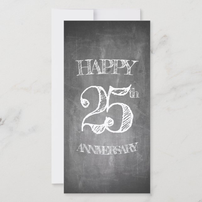 Carte Joyeux 25e anniversaire sur le tableau de craie (Devant)