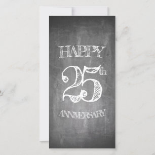 Carte Joyeux 25e anniversaire sur le tableau de craie