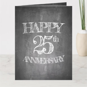 Carte Joyeux 25e anniversaire sur le tableau de craie
