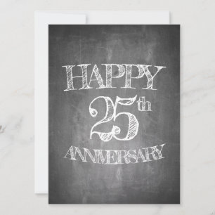 Carte Joyeux 25e anniversaire sur tableau craie