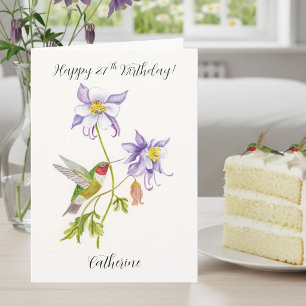 Carte Joyeux 27ème anniversaire Columbine avec Hummingbi
