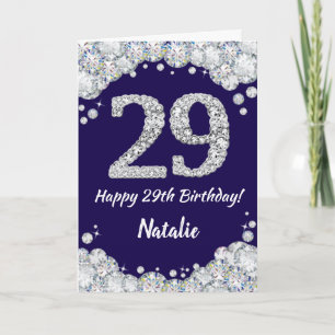 Carte Joyeux 29e anniversaire Marine Parties scintillant